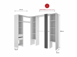 Armario Abierto, Vestidor|Vestidor de rincón Siles con cortina y cajones acabado , 205cm(alto) 234cm(ancho) 1