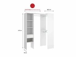 Vestidor de rincón-lineal Reus con estantes y cajón en , 187cm(alto) 137cm(ancho) Blanco