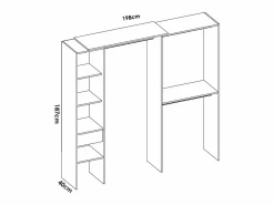 Vestidor de rincón-lineal Reus con estantes y cajón en , 187cm(alto) 137cm(ancho) Blanco