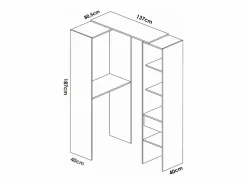 Vestidor de rincón-lineal Reus con estantes y cajón en , 187cm(alto) 137cm(ancho) Blanco