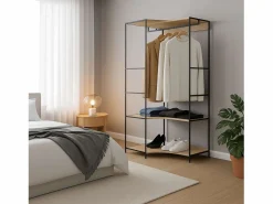 Vestidor esquinero 2 estantes 1 barra roble cambrian/negro 80x175 cm^ Sale