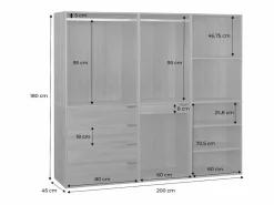 Sweeek Armario Abierto, Vestidor|Vestidor módulo de 3 elementos nogal