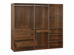Sweeek Armario Abierto, Vestidor|Vestidor módulo de 3 elementos nogal