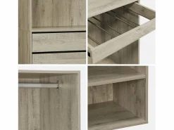 Sweeek Armario Abierto, Vestidor|Vestidor módulo de 3 elementos natural