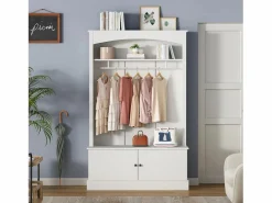 ModernLuxe Vestidor moderno - con perchero y almacenamiento para zapatos - Banco de almacenamiento - con ganchos - Blanco Sale