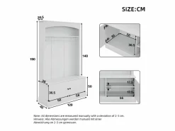 ModernLuxe Vestidor moderno - con perchero y almacenamiento para zapatos - Banco de almacenamiento - con ganchos - Blanco Sale