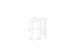 Vestidor Siles para dormitorio con cortina, 3 baldas y 1 cajon en color 205 cm(alto Blanco Discount