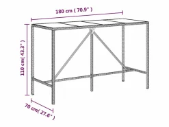Village Green-Green Ridge Mesa alta bar ratán PE y superficie vidrio 180x70x110 cm^Garden Furniture Hot