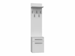VIONI - Guardarropa de entrada - Perchero de pared con balda - 5 ganchos - Cajón + contenedor^TOPESHOP