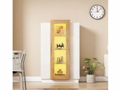 ModernLuxe Vitrina 74×40×120 cm - 3 puertas - con iluminación LED - con estantes de vidrio - + natural Blanco Hot