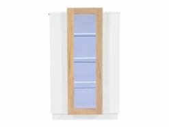 ModernLuxe Vitrina 74×40×120 cm - 3 puertas - con iluminación LED - con estantes de vidrio - + natural Blanco Hot