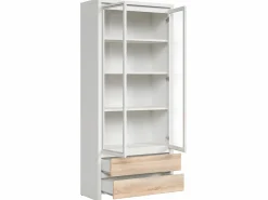 Vitrina 2 puertas 2 cajones Soren Blanco y Madera^Petits-Meubles Sale