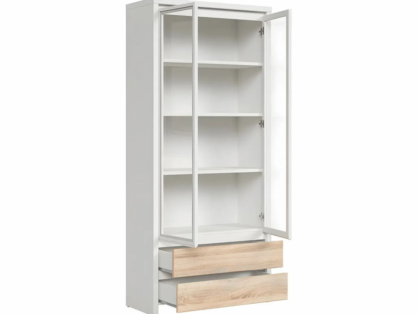 Vitrina 2 puertas 2 cajones Soren Blanco y Madera^Petits-Meubles Sale