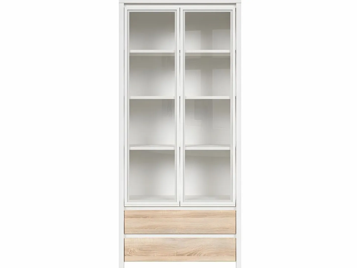 Vitrina 2 puertas 2 cajones Soren Blanco y Madera^Petits-Meubles Sale