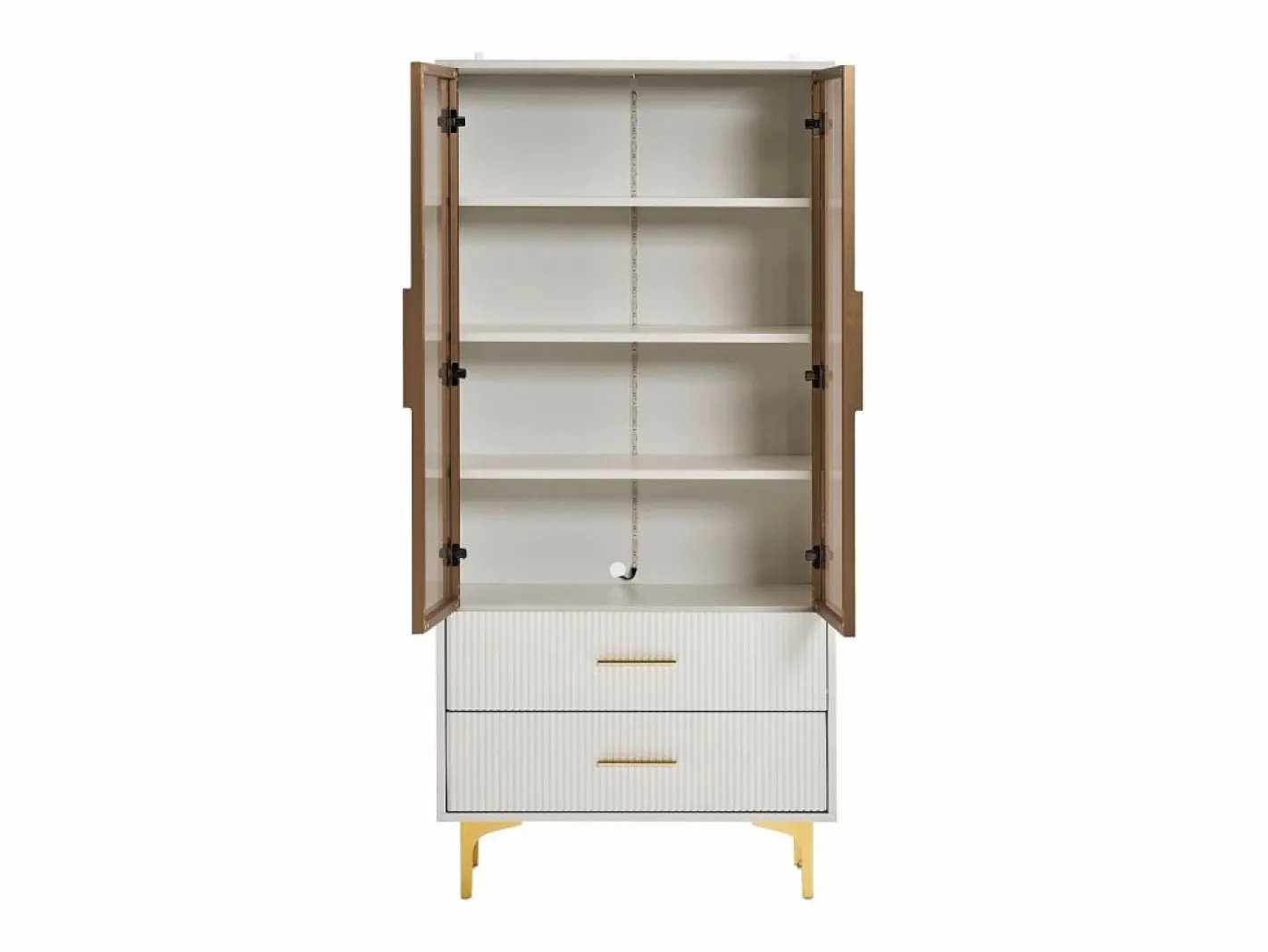 Merax Vitrina 2 puertas de cristal - LED - 70 x 35 x 150 cm - Tablero de partículas - Blanco Discount