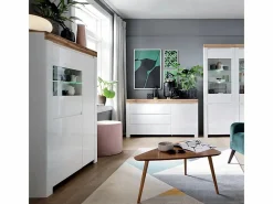 Petits-Meubles Vitrina Para Vajilla|Vitrina 3 puertas Hella Blanca y Madera