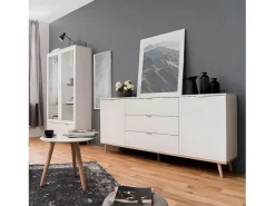 Calicosy Vitrina Para Vajilla|Vitrina 2 puertas y 2 cajones - Al. 140 cm - Copenhague