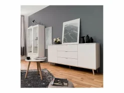 Calicosy Vitrina Para Vajilla|Vitrina 2 puertas y 2 cajones - Al. 140 cm - Copenhague