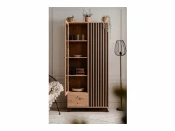 Calicosy Vitrina Para Vajilla|Vitrina 2 Puertas y 2 Cajones Decoración Roble L92 cm - Lublin