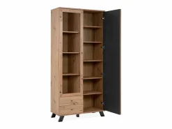 Calicosy Vitrina Para Vajilla|Vitrina 2 Puertas y 2 Cajones Decoración Roble L92 cm - Lublin