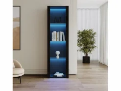 Vitrina alta con 3 estantes de cristal, cuerpo de MDF lacado en , LED incluido - 55x38x166cm^Hauss Spole Clearance