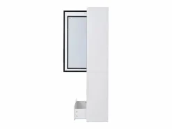 Vitrina alta 80x34x180 cm blanca con cajón, puertas de cristal e iluminación LED^Hauss Spole Discount