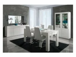 Meublorama Vitrina|Vitrina aparador FABIO - Brillante con LED - Estilo Diseño - 110 x 190 x 40 cm