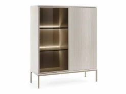 Vitrina baja moderna con frente acanalado, 104×126×39 cm, Cachemira / Oro^ Clearance