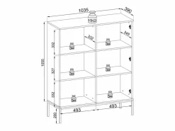 Vitrina baja moderna con frente acanalado, 104×126×39 cm, Cachemira / Oro^ Clearance