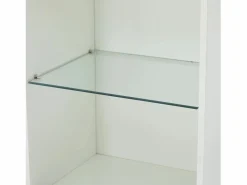 Vitrina blanca - Vitrina con 2 puertas y luces LED - almacenaje abierto - para salón y dormitorio Blanco New