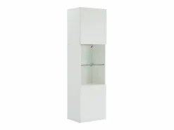 Vitrina blanca alto brillo con 2 puertas y 1 estante de cristal, LED incluido - 45x35x160cm^Hauss Spole Clearance