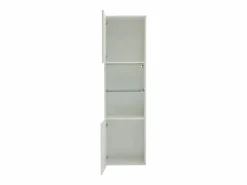 Vitrina blanca alto brillo con 2 puertas y 1 estante de cristal, LED incluido - 45x35x160cm^Hauss Spole Clearance