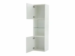 Vitrina blanca alto brillo con 2 puertas y 1 estante de cristal, LED incluido - 45x35x160cm^Hauss Spole Clearance