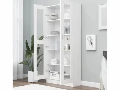 Vitrina|Vitrina Blanca 82,5x30,5x185,5 cm Madera de ingeniería