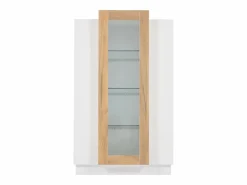 Hauss Spole Vitrina|Vitrina blanca 74x40x120cm con 3 puertas, 1 de ellas acrílica, estantes de cristal, LED incluido