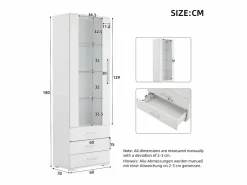ModernLuxe Vitrina|Vitrina brillante - con LED - 3 cajones y estantes - 60x35x180 cm - MDF -