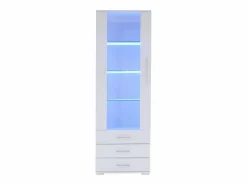 ModernLuxe Vitrina|Vitrina brillante - con LED - 3 cajones y estantes - 60x35x180 cm - MDF -