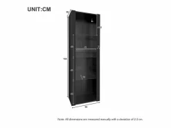 Merax Vitrina|Vitrina brillante con LED - 55 x 38 x 166 cm - 3 estantes de cristal - armarios altos de almacenaje - aglomerado -