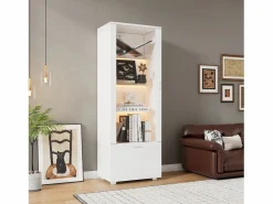 Merax Vitrina|Vitrina brillante con puertas de acrílico - 50 x 40 x 160 cm - con LED + 3 estantes - Acrílico + aglomerado -