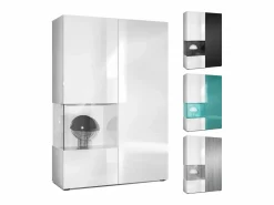 Vitrina|Vitrina Cómoda Morena, cuerpo en mate/ puerta derecha e inserción en de alto brillo