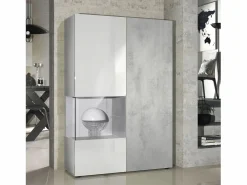 Vitrina Cómoda Morena, cuerpo en blanco mate/ puerta derecha e inserción con apariencia de óxido de hormigón Color natural oscuro Sale