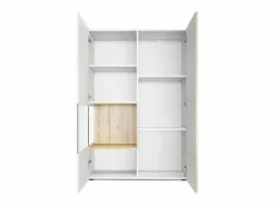 Vitrina Cómoda Morena, cuerpo en blanco mate/ puerta derecha e inserción con apariencia de óxido de hormigón Color natural oscuro Sale
