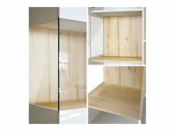 Vitrina Cómoda Morena, cuerpo en blanco mate/ puerta derecha e inserción con apariencia de óxido de hormigón Color natural oscuro Sale