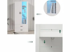 ModernLuxe Vitrina|Vitrina con 2 puertas y 2 cajones y LED - Alto 180cm -