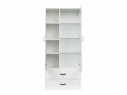 ModernLuxe Vitrina|Vitrina con 2 puertas y 2 cajones y LED - Alto 180cm -