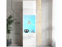 Merax Vitrina|Vitrina con 2 puertas y 1 estante de cristal - 45 x 35 x 160 cm - LEDs - Tablero de partículas - brillo