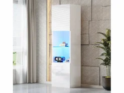 Merax Vitrina|Vitrina con 2 puertas y 1 estante de cristal - 45 x 35 x 160 cm - LEDs - Tablero de partículas - brillo