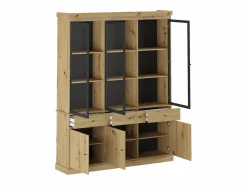 Vitrina con almacenamiento y LEDs - Natural y negro - MARSORIA^Vente-unique Sale