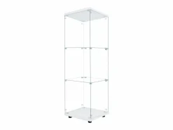Vitrina de cristal 42×36×125cm GARHELPER - 3 estantes - 1 puerta - Cristal templado - Luz LED - Negro^ Outlet