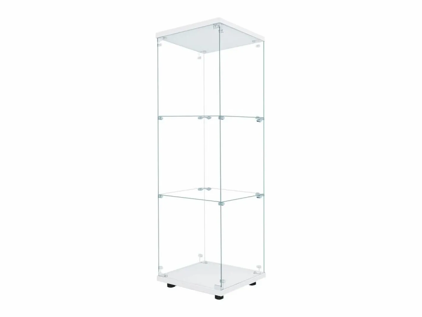 Vitrina de cristal 42×36×125cm GARHELPER - 3 estantes - 1 puerta - Cristal templado - Luz LED - Negro^ Outlet